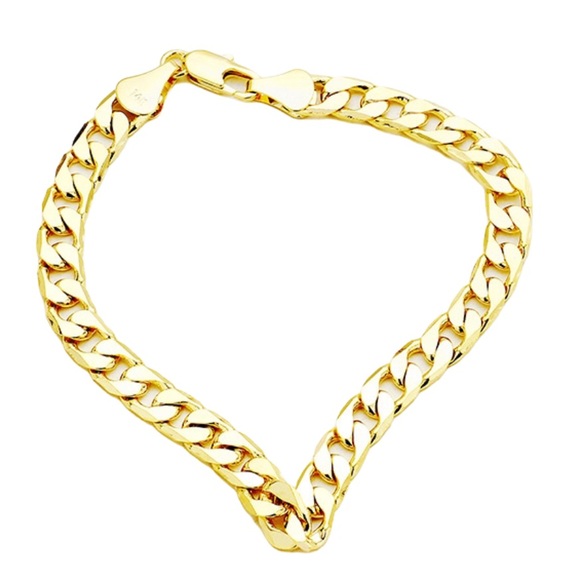 14K Gold Plated Cuban Link Chain Bracelet - Picture 2 of 3